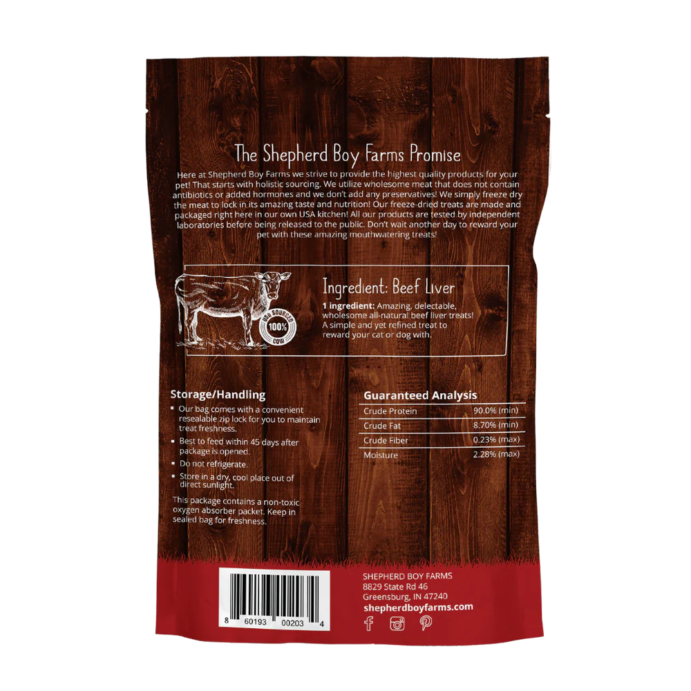Shepherd Boy Farms Freeze Dried Beef Liver 3oz