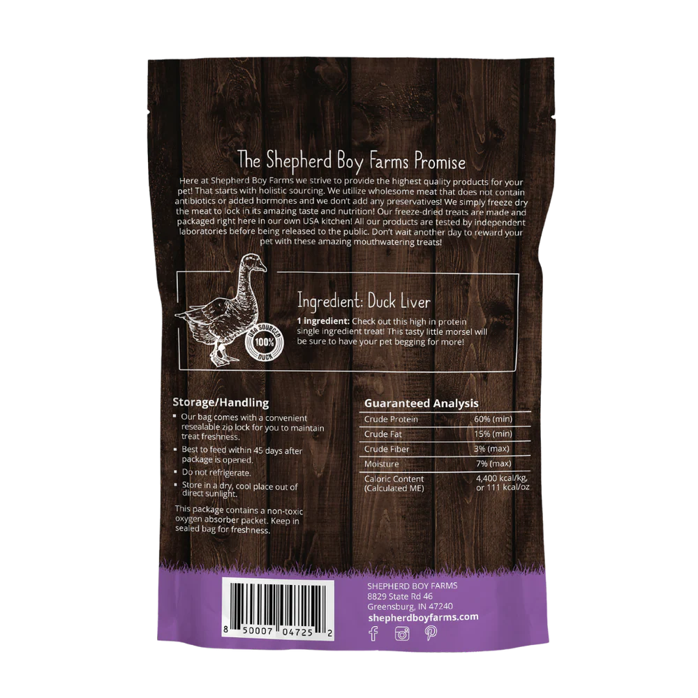 Shepherd Boy Farms Freeze Dried Duck Liver 3oz