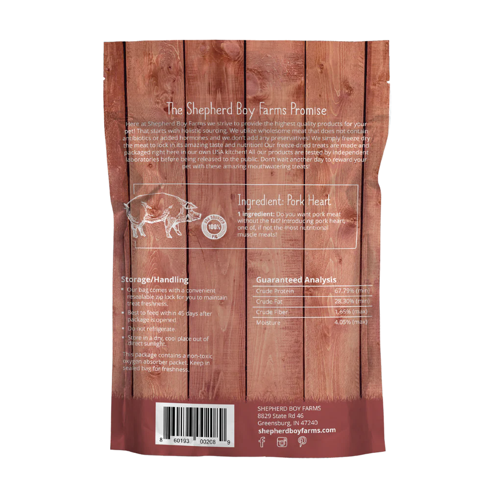 Shepherd Boy Farms Freeze Dried Pork Heart 3oz