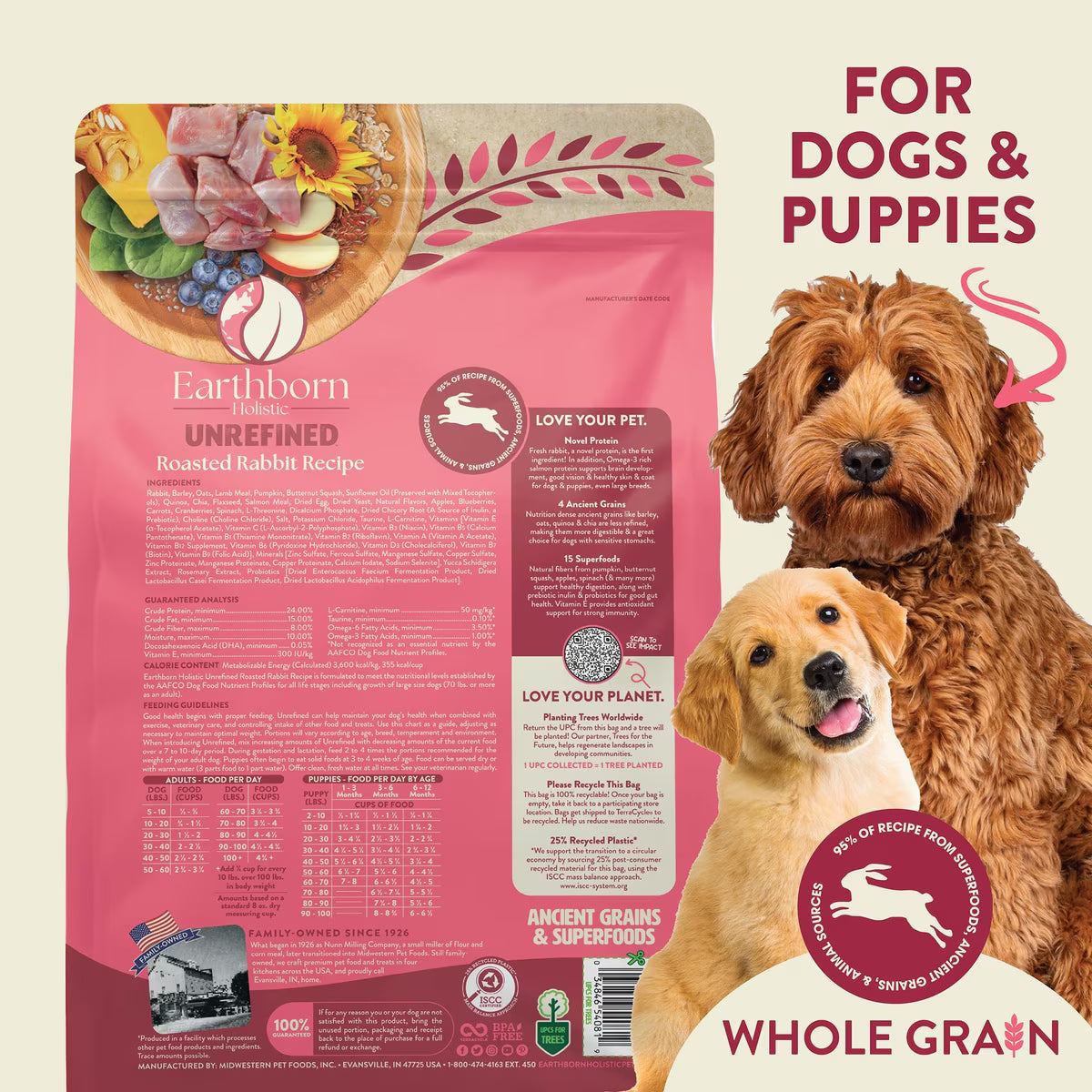Earthborn Holistic Dog Unrefined Ancient Grains & Superfoods- Rabbit
