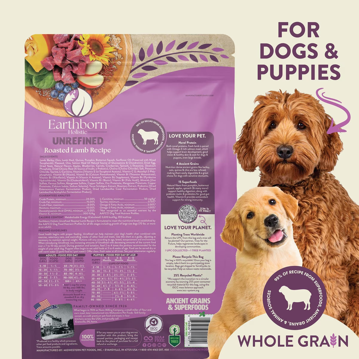 Earthborn Holistic Dog Unrefined Ancient Grains & Superfoods- Lamb