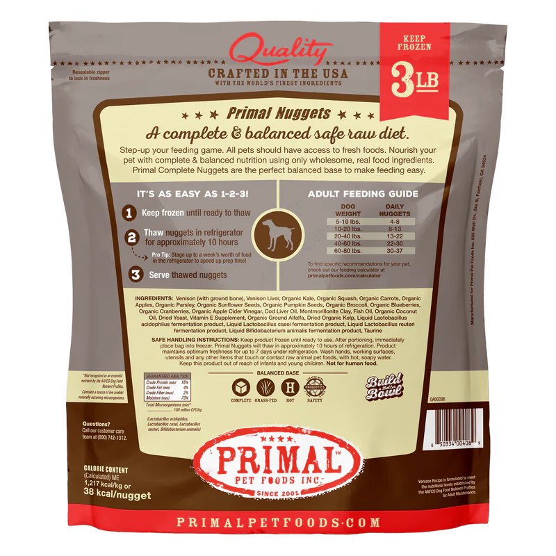 Primal Canine Frozen Venison Nuggets