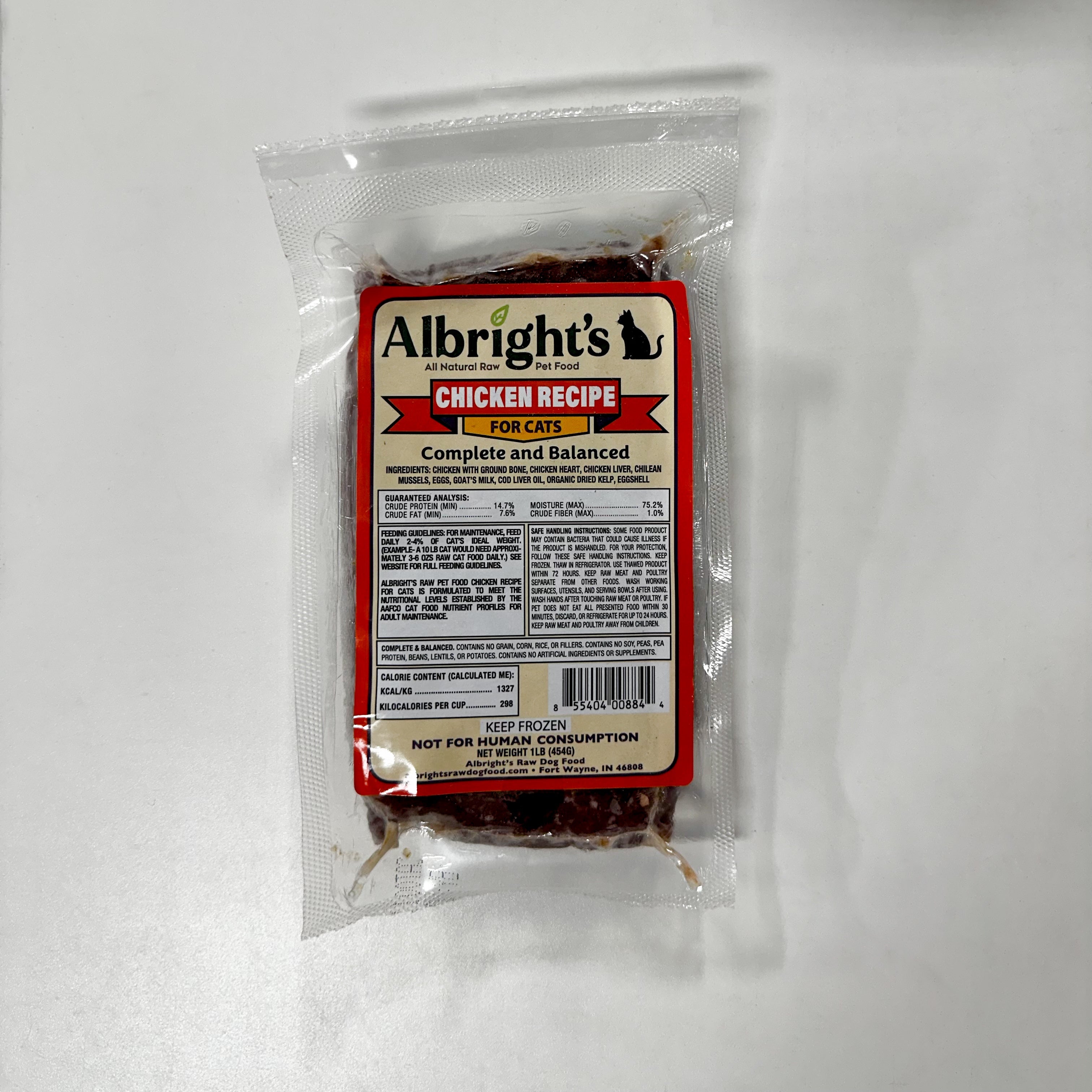 Albright's Cat Chicken - 1 lb Pkg Shipping Box w/ No Dry Ice (45 Packs)
