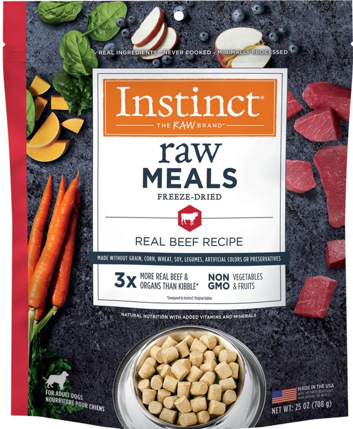 Instinct Raw Meals Real Beef Recipe Grain- Free Freeze Dried Dog Food