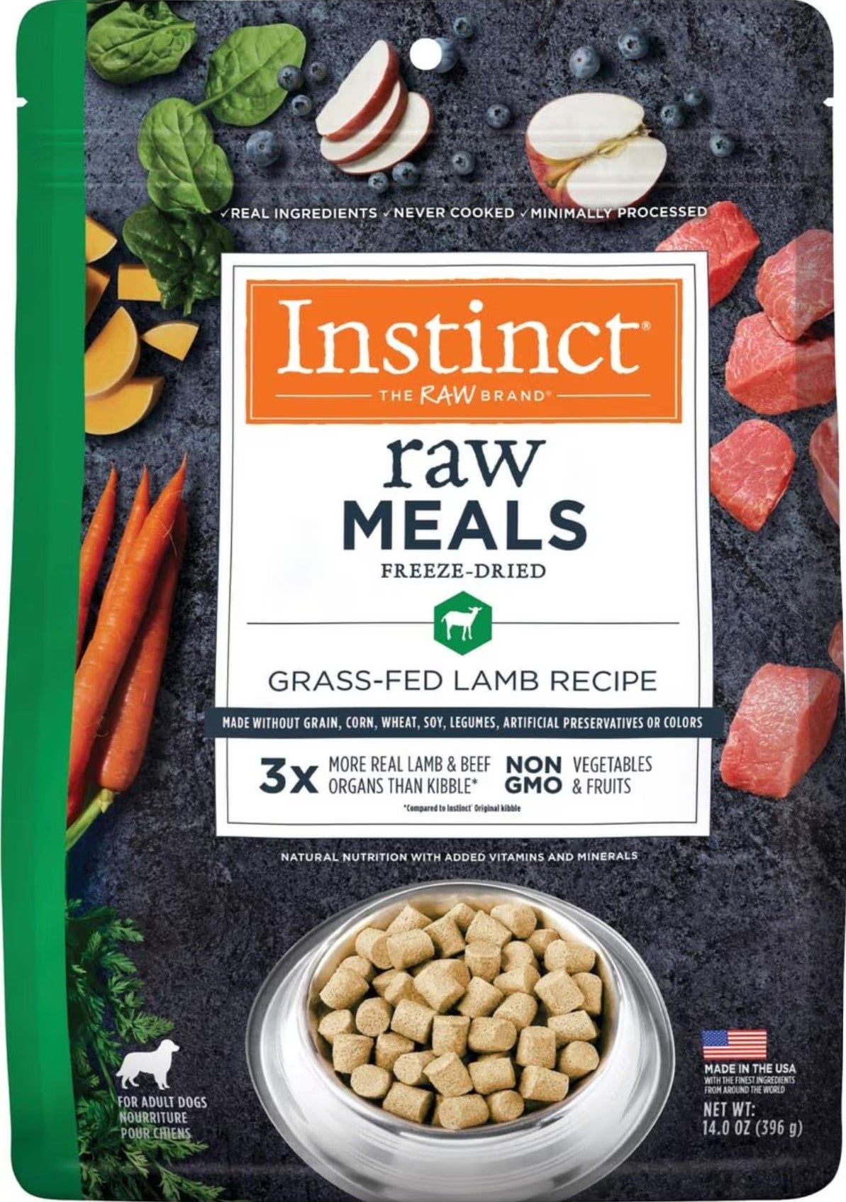 Instinct Raw Meals Grass- Fed Lamb Recipe Grain- Free Freeze Dried Dog Food