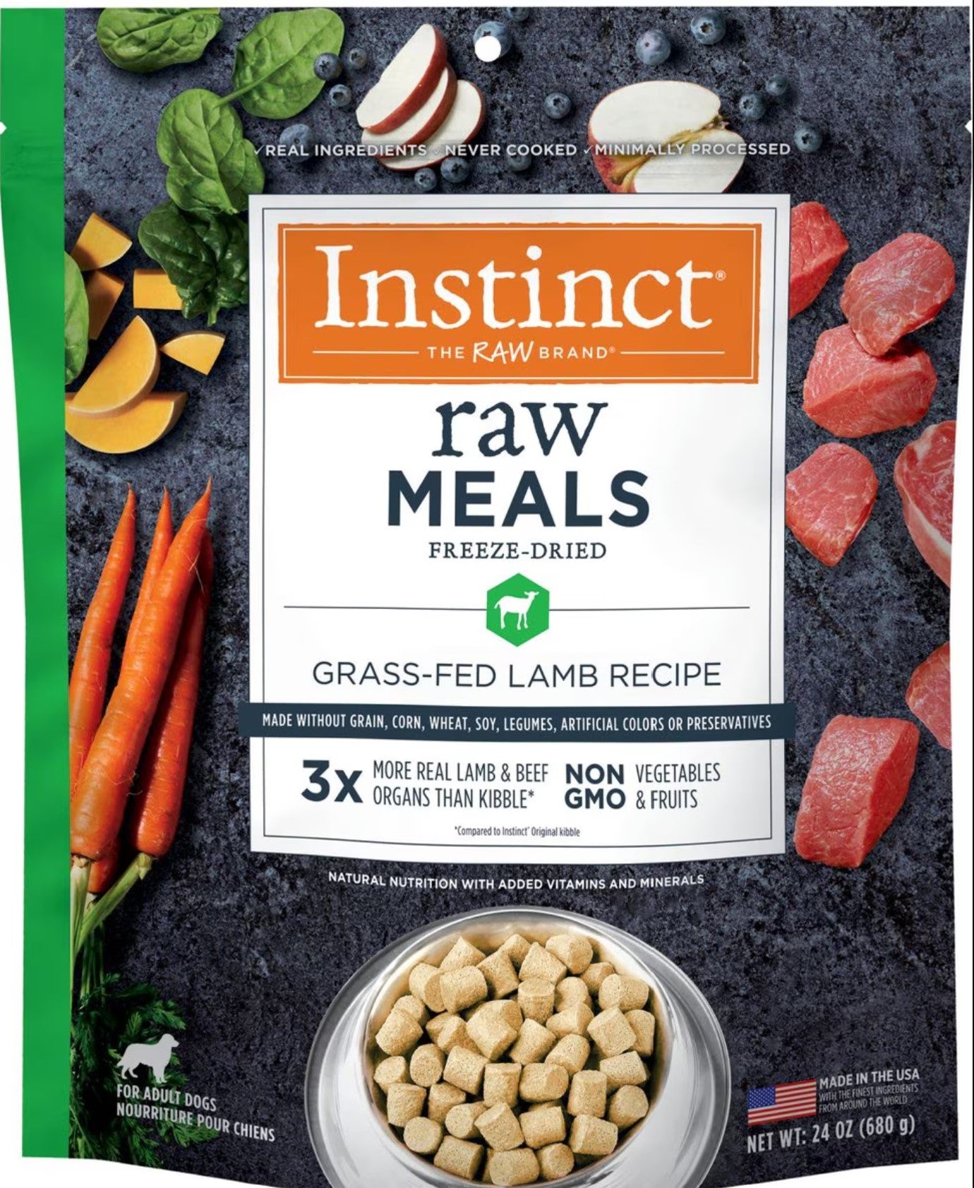 Instinct Raw Meals Grass- Fed Lamb Recipe Grain- Free Freeze Dried Dog Food