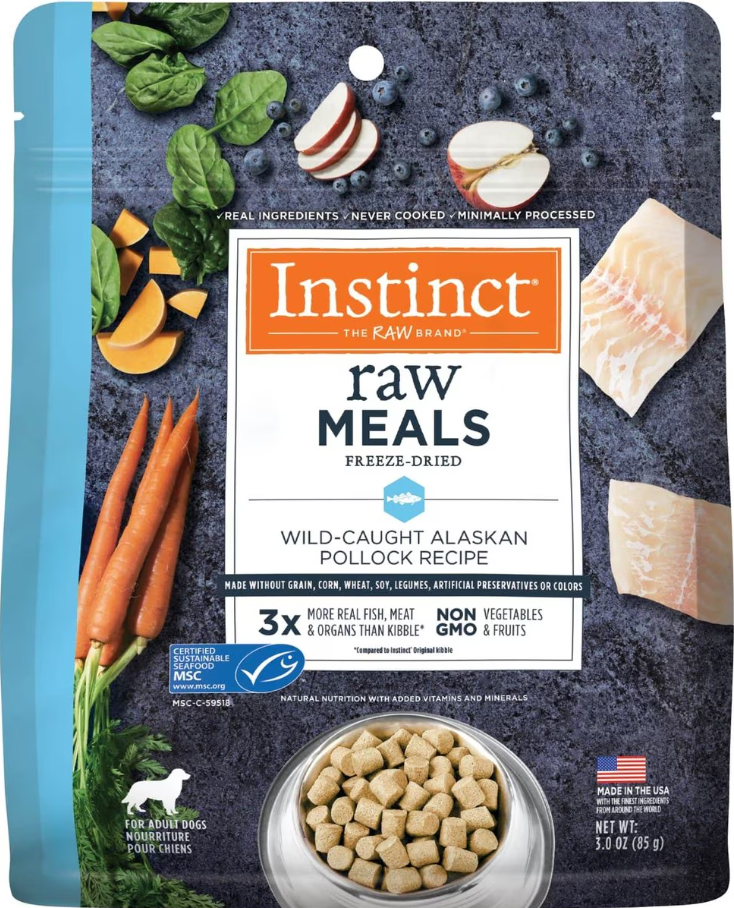 Instinct Raw Meals Wild- Caught Alaskan Pollock Recipe Grain- Free Freeze Dried Dog Food