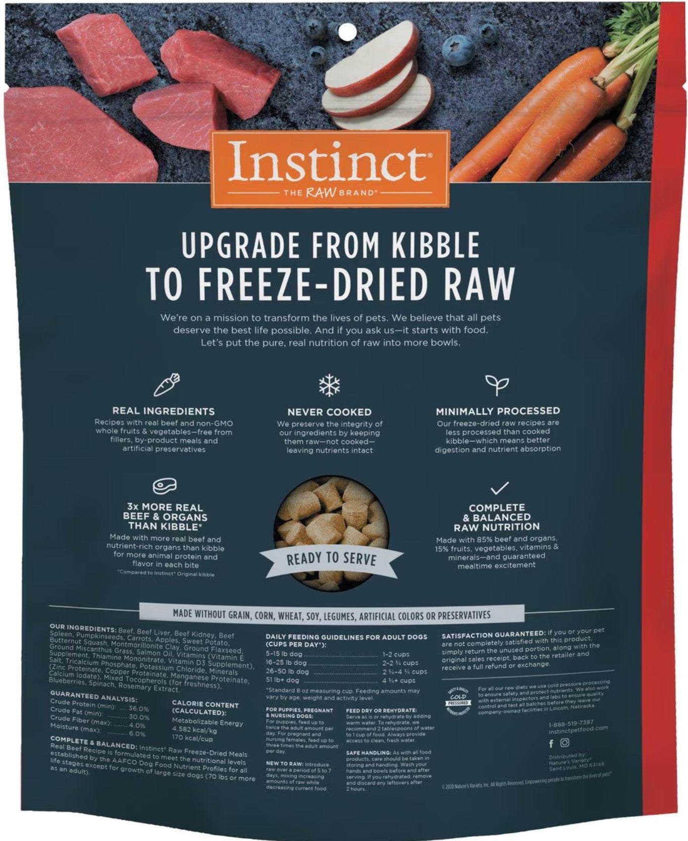 Instinct Raw Meals Real Beef Recipe Grain- Free Freeze Dried Dog Food