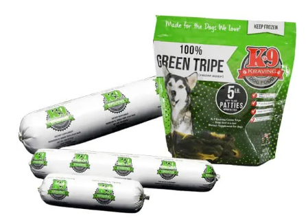 K-9 Kraving Beef Green Tripe - 4 oz Patties/5 lb Bag