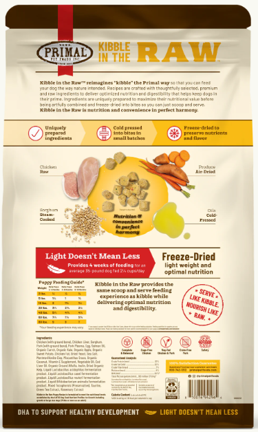 Primal Kibble in the Raw Dog Food-Puppy Recipe