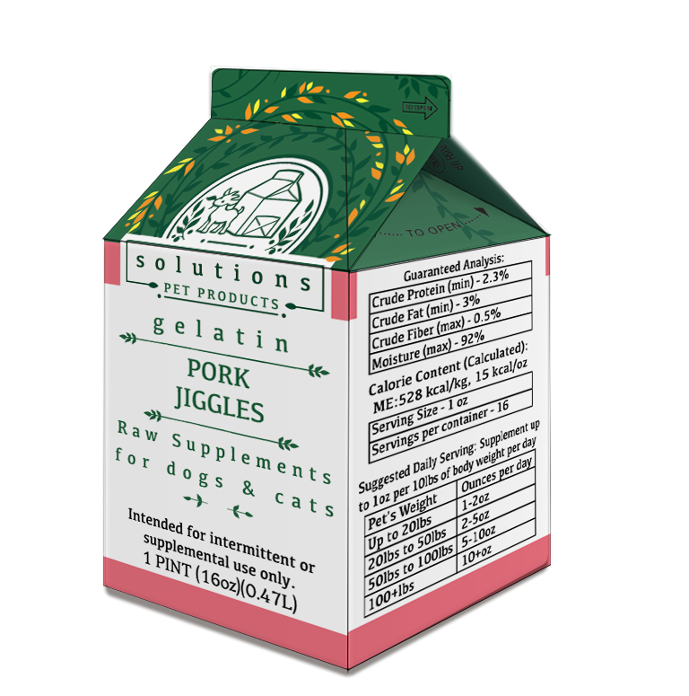 Solutions Pet Products Pork Jiggles Pork Gelatin - Pint
