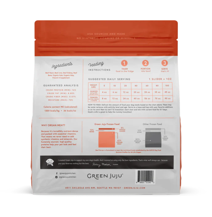 Green JuJu Frozen Beef Recipe 3lb Bag