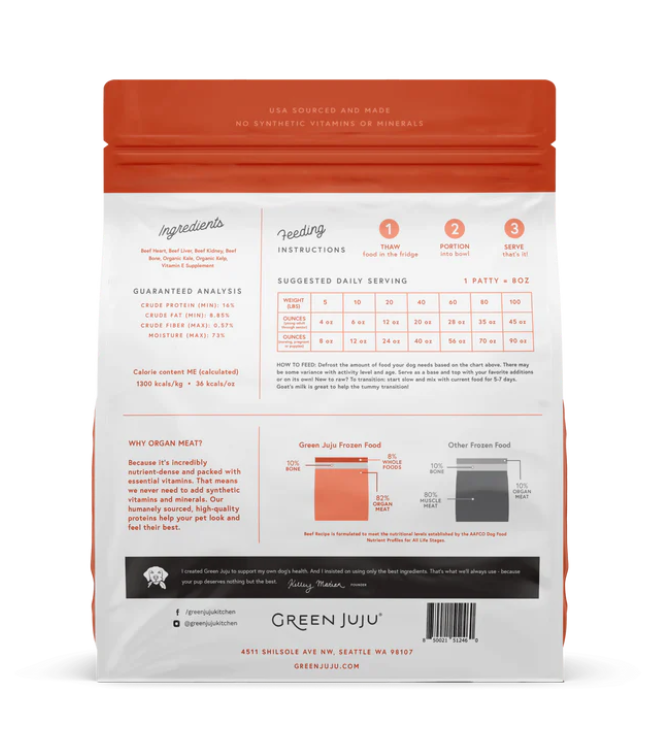 Green JuJu Frozen Beef Recipe 6lb Bag