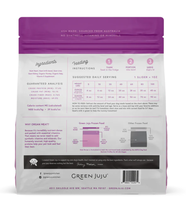 Green JuJu Frozen Goat Recipe 3lb Bag