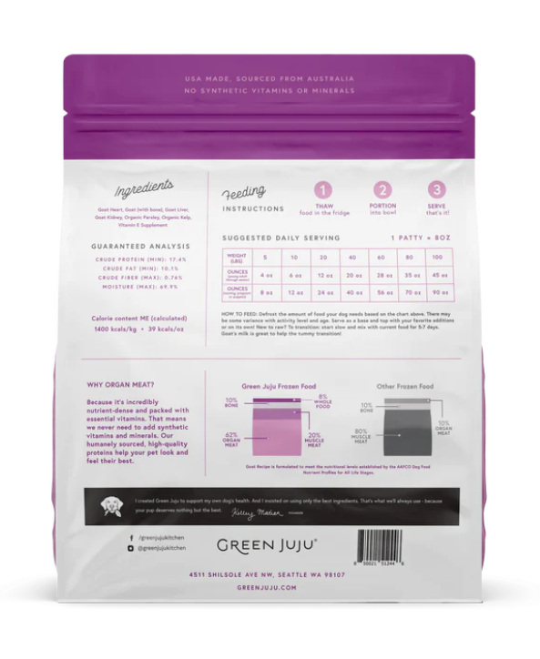 Green JuJu Frozen Goat Recipe 6lb Bag