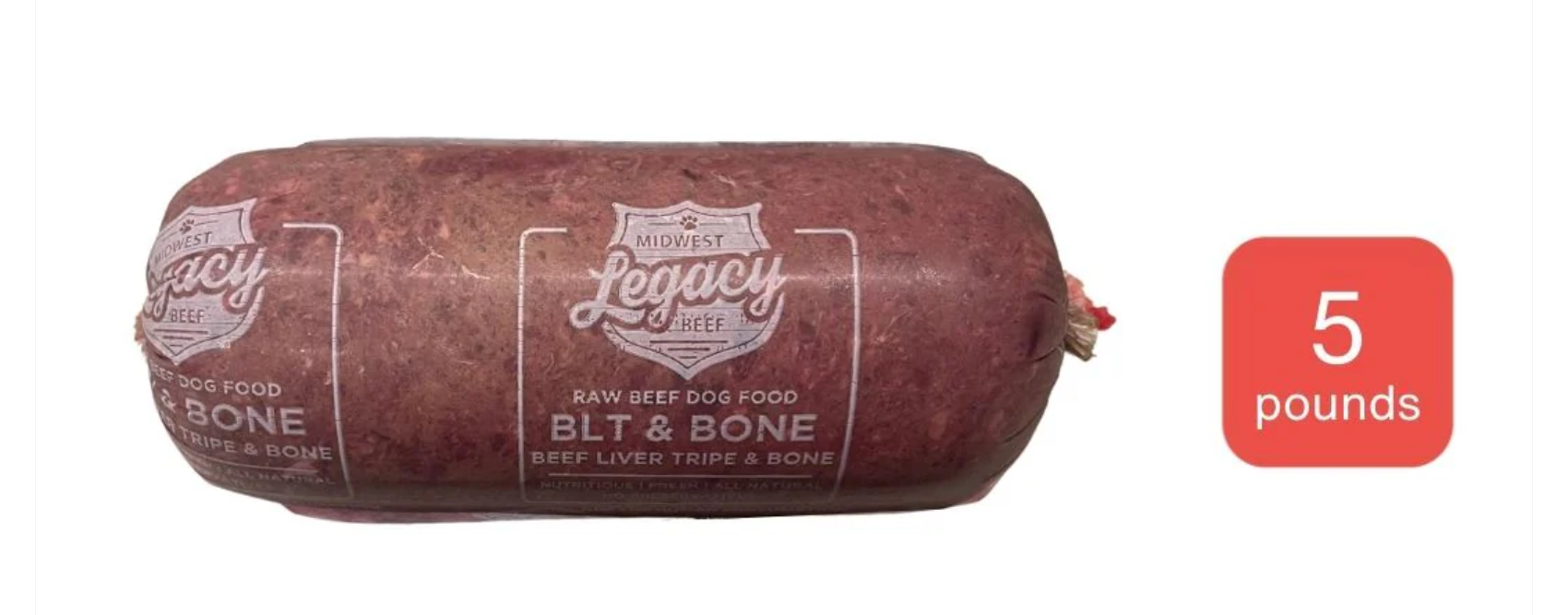 Midwest Legacy Beef BLT (Beef, Liver & Tripe) + Ground Bone Individual 5lb Roll