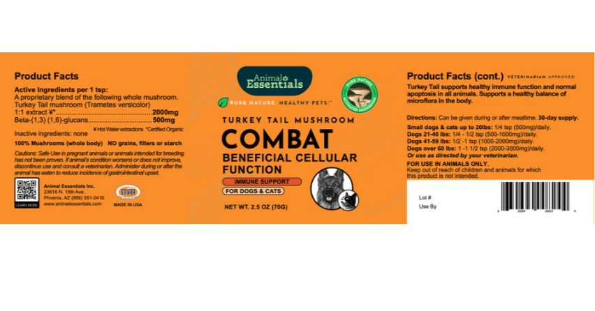 Animal Essentials Combat - Turkey Tail Mushroom