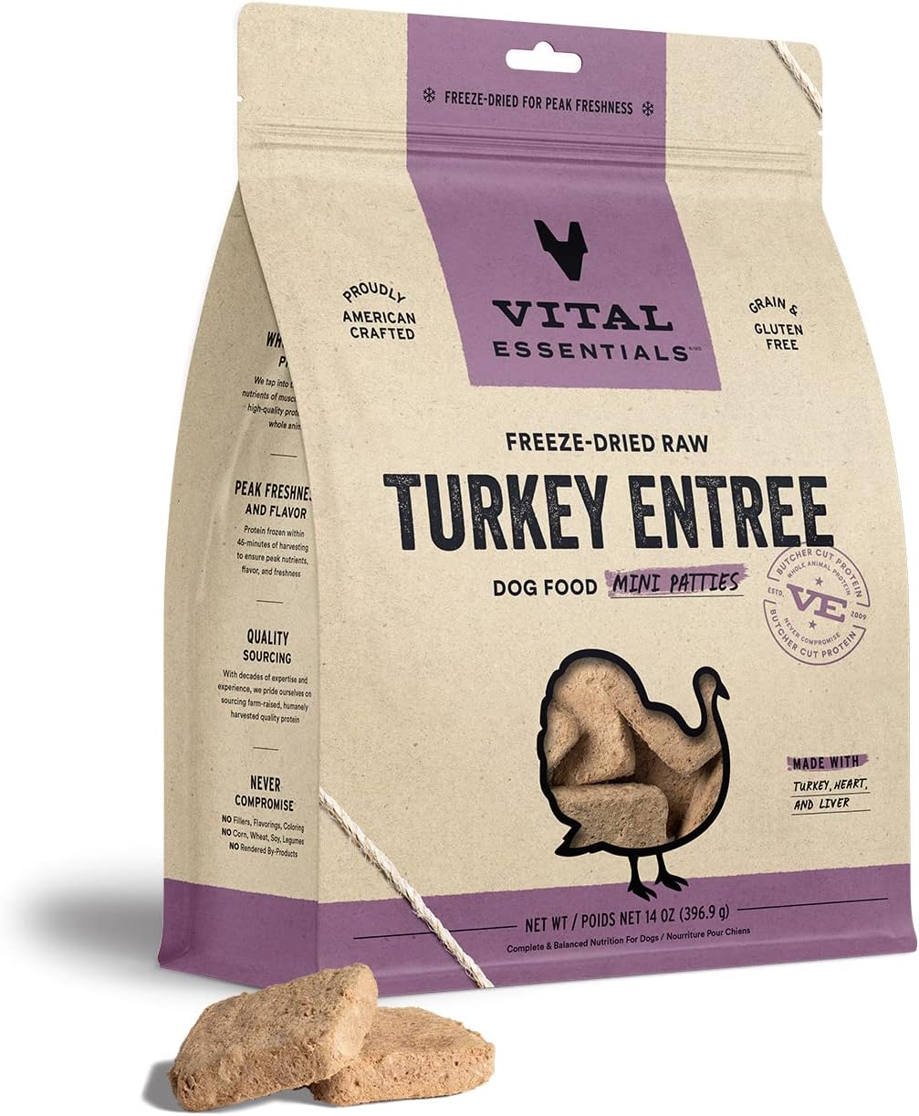 Vital Essentials FreezeDried Turkey Entree Dog Mini Patties