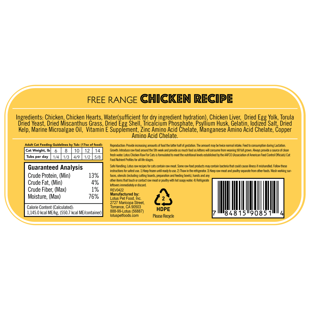 Lotus Raw Chicken Frozen Cat Food