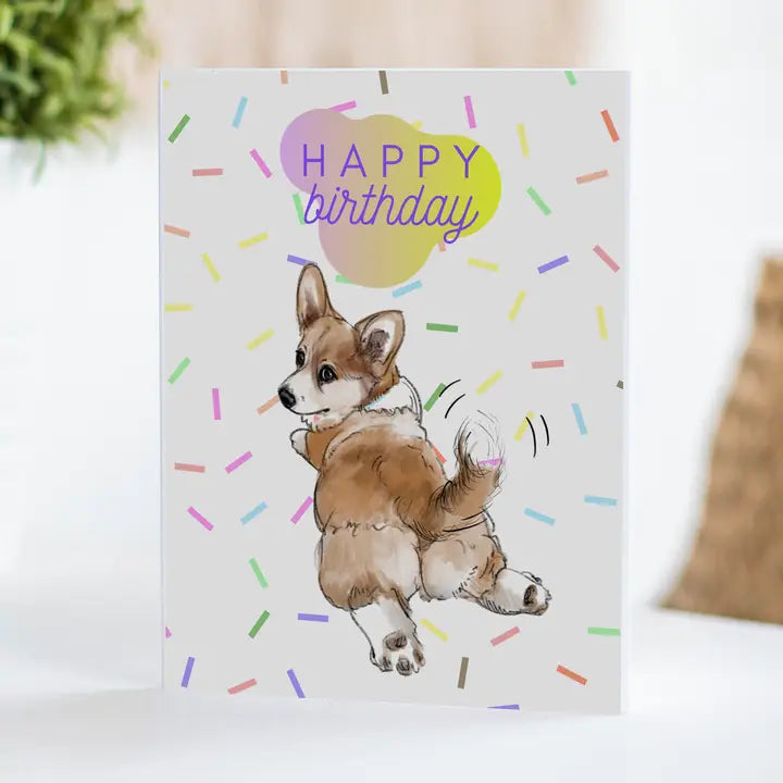 Fable & Sage Dog Birthday Card - Corgi Wags