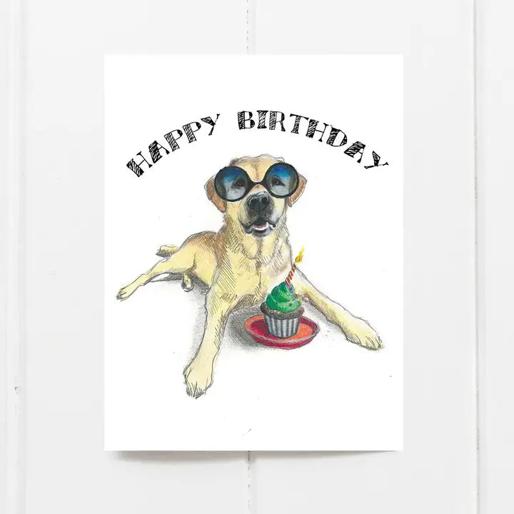 Fable & Sage Dog Birthday Card - Lab with Cupcake