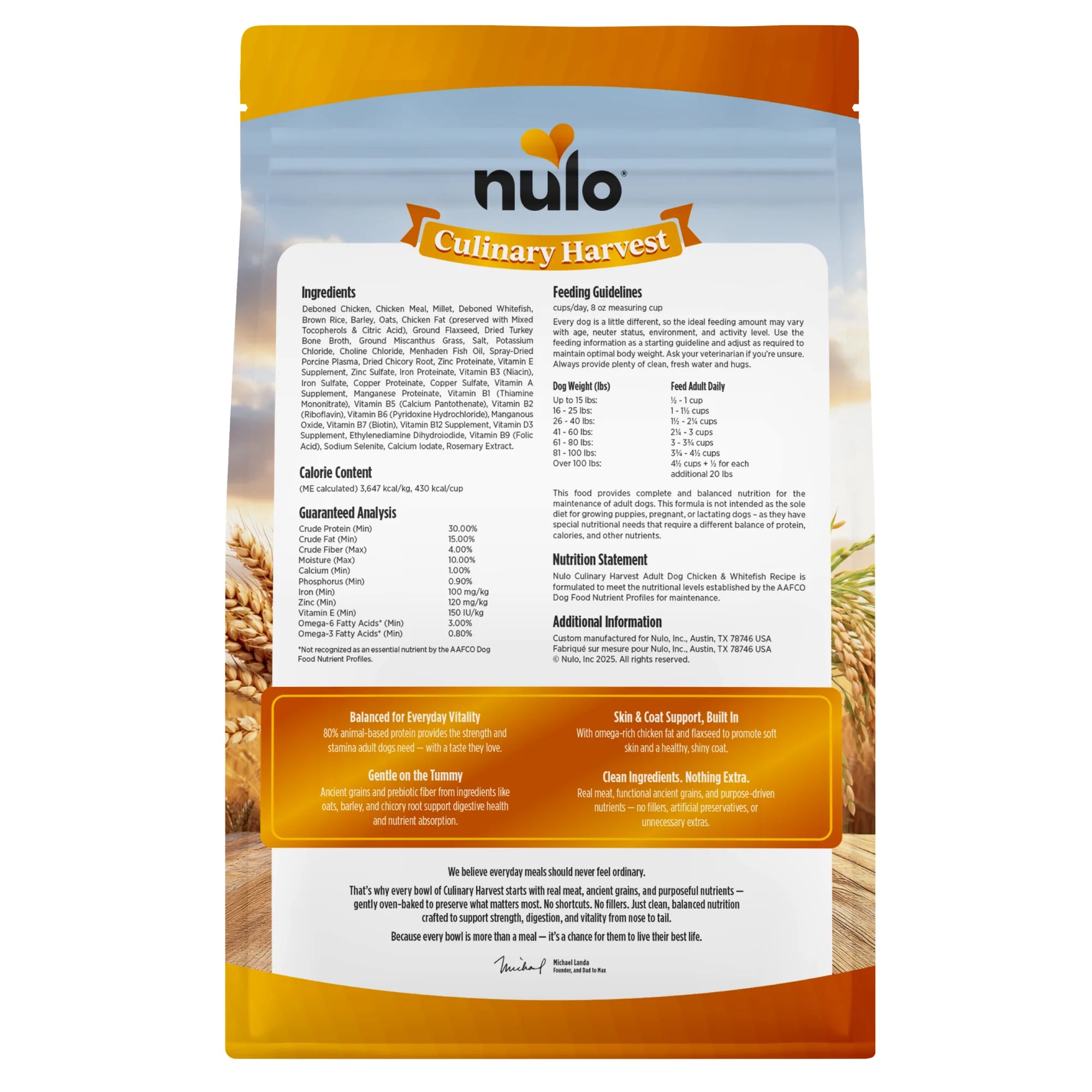 Nulo Culinary Harvest Chicken & Whitefish Oven Baked Kibble