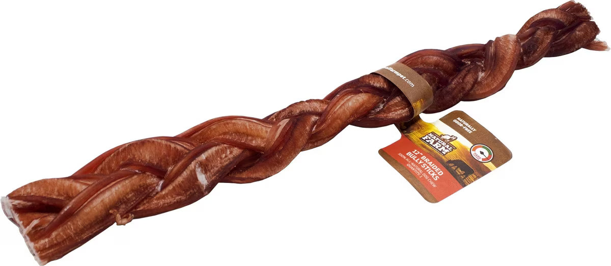 Natural Farm Odor-Free Braided Bully Stick