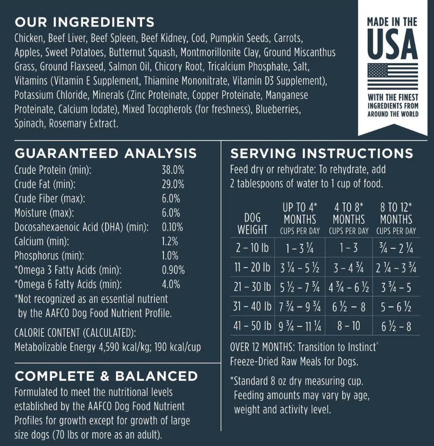 Instinct Raw Meals Puppy Recipe Grain- Free Freeze Dried Dog Food