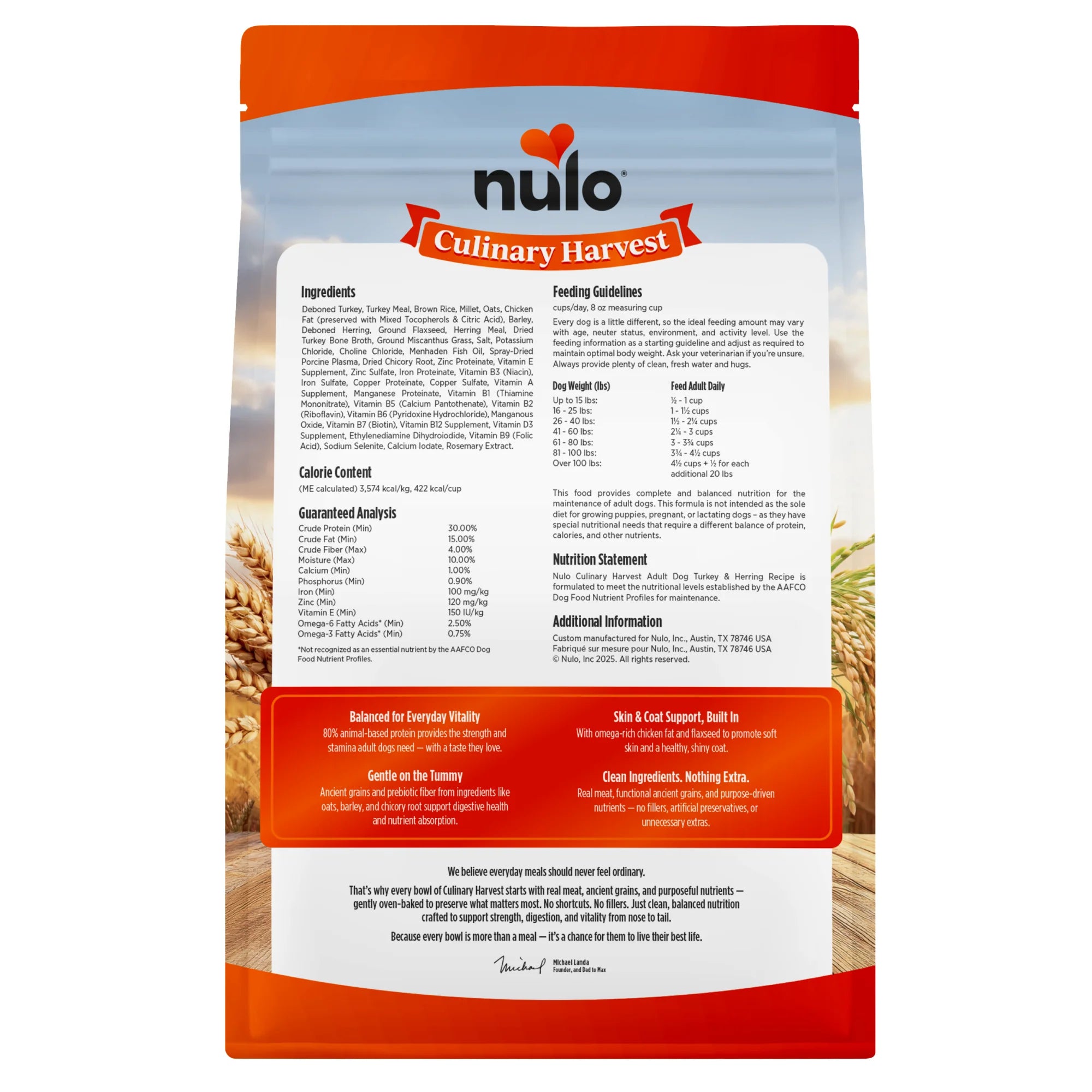 Nulo Culinary Harvest Turkey & Herring Oven Baked Kibble
