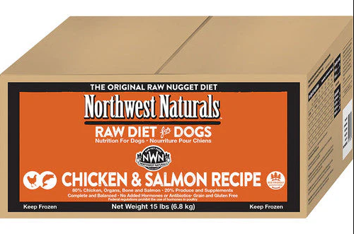 Northwest Naturals Frozen Chicken & Salmon - 5 lb Rolls Shipping Box w/ NO Dry Ice (9 Rolls)