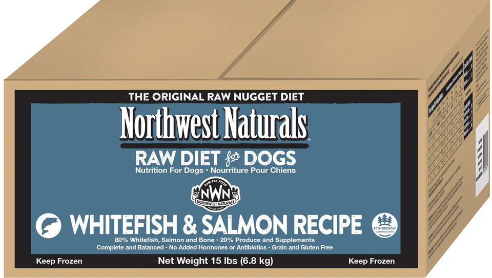 Northwest Naturals Frozen Whitefish & Salmon - 5 lb Rolls Shipping Box w/ Dry Ice (8 Rolls)