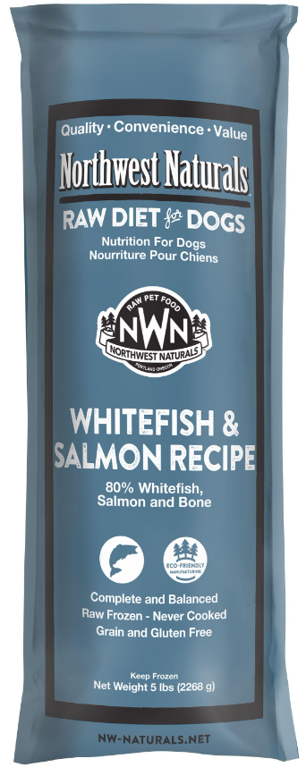 Northwest Naturals Whitefish Salmon Chub Frozen Raw Dog Food 5lb