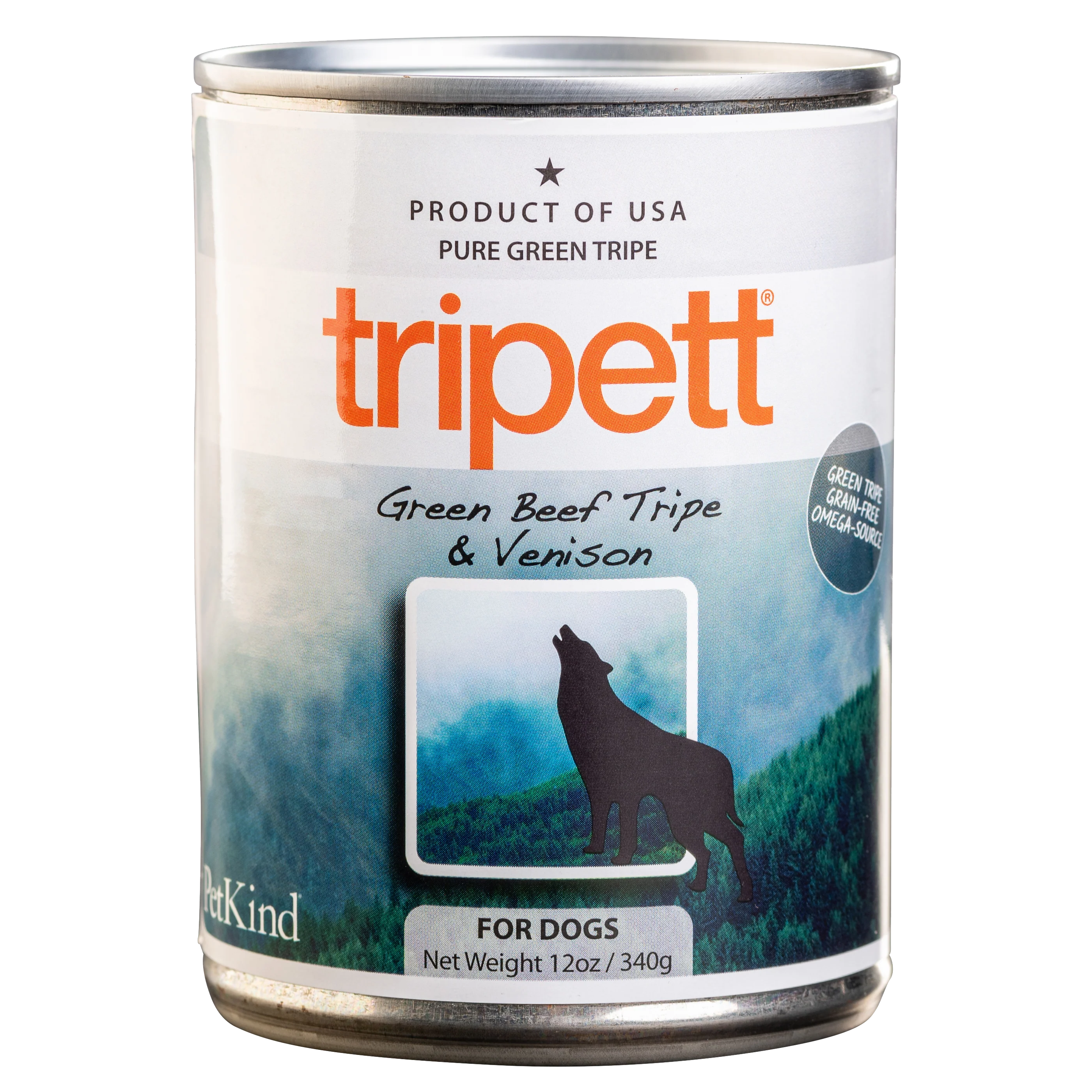 PetKind Tripett New Zealand Green Beef Tripe & Venison 12 oz Can - Individual Can