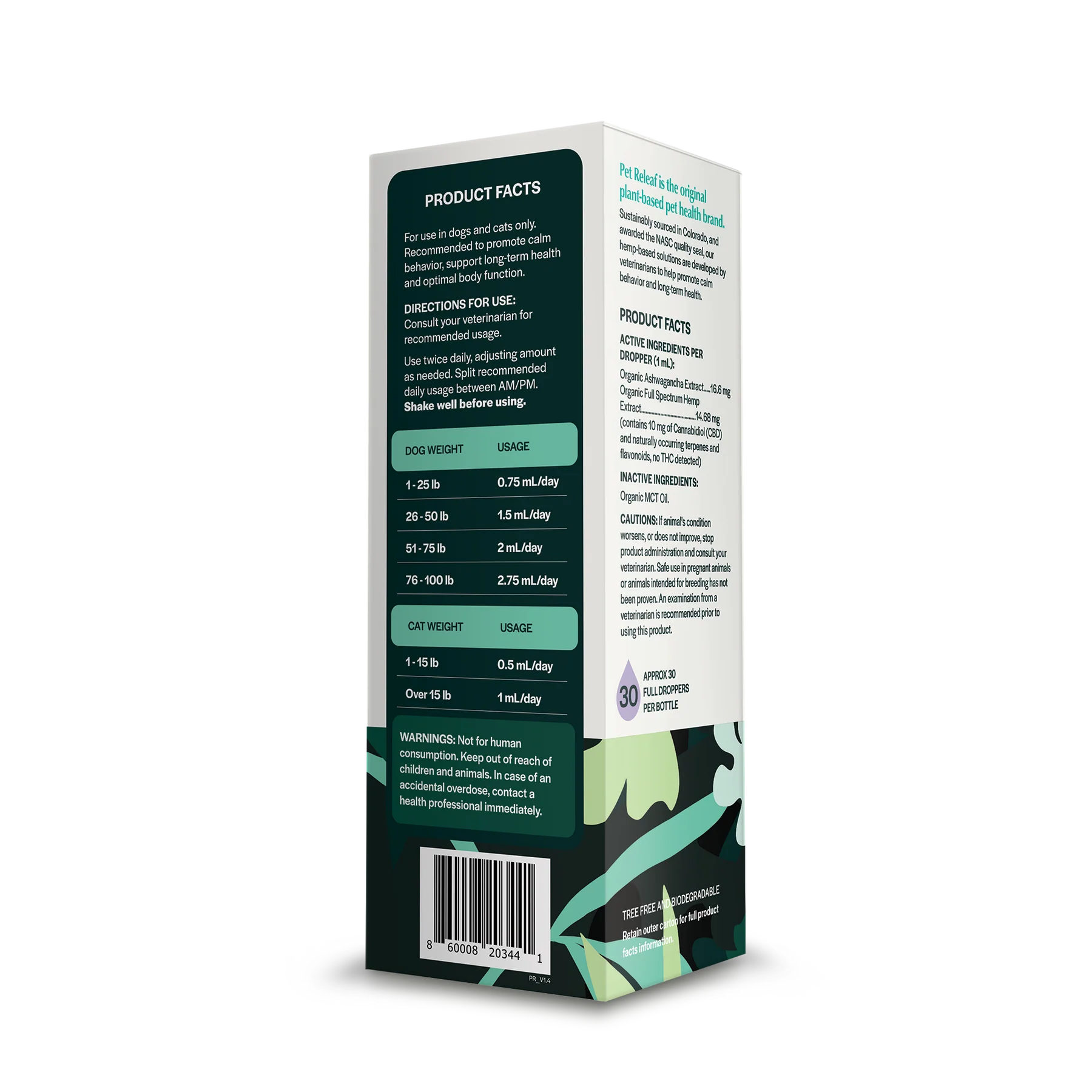 Pet Releaf USDA Organic Stress Releaf 300mg CBD Oil