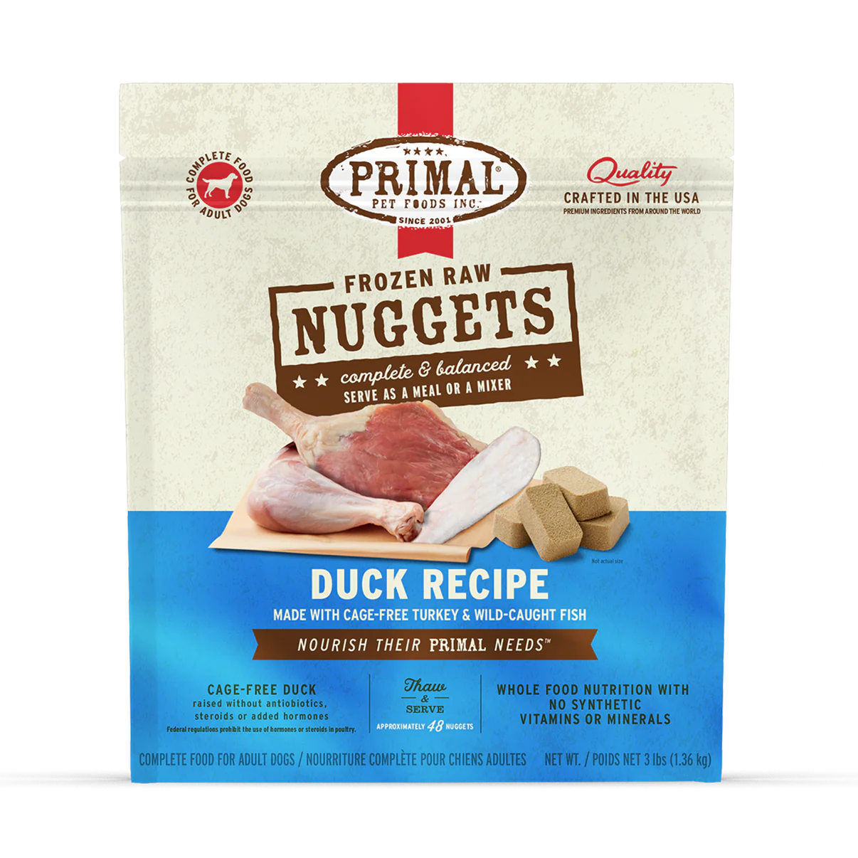 Primal Canine Frozen Duck with Turkey & Fish Nuggets - 3lb