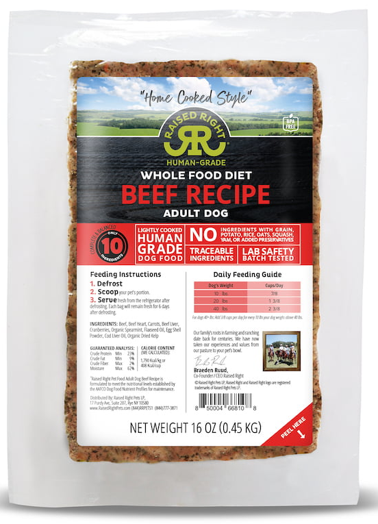 Raised Right Beef Adult Dog Recipe