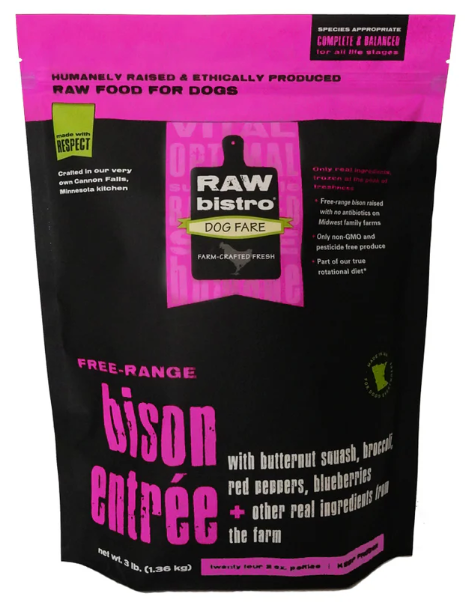 Raw Bistro Bison Patties - 3 lb Bag