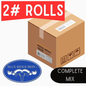 Blue Ridge Beef-Complete Mix (HPP)- 2 lb Rolls Full Shipping Box w/ NO Dry Ice (22 Rolls)