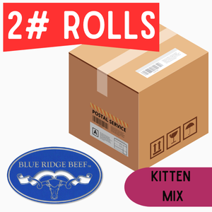 Blue Ridge Beef-Kitten Mix (HPP)- 2 lb Rolls Full Shipping Box NO Dry Ice (22 Rolls)