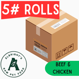 Albright's Beef and Chicken - 5 lb Rolls Shipping Box NO Dry Ice (9 Rolls)