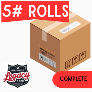 Midwest Legacy Beef Complete - 5 lb Rolls Shipping Box - NO Dry Ice (9 Rolls)