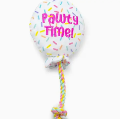 ThoozyPet Birthday Balloon Plush Dog Toy With Rope