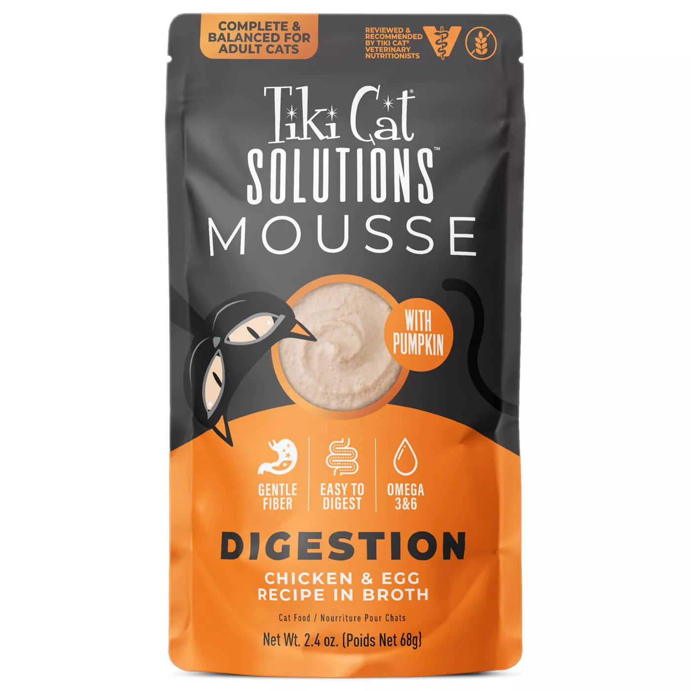 Tiki Cat Solutions Digestion - Chicken & Egg Mousse 2.4oz Pouch