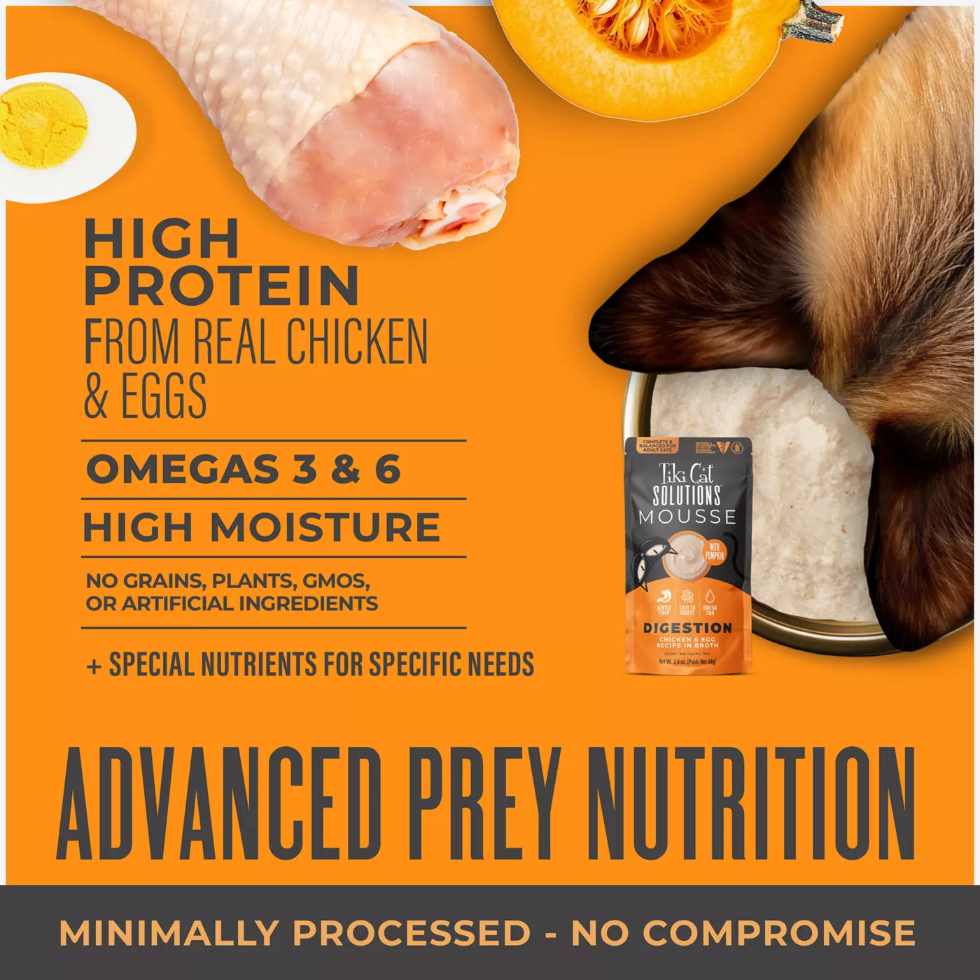 Tiki Cat Solutions Digestion - Chicken & Egg Mousse 2.4oz Pouch