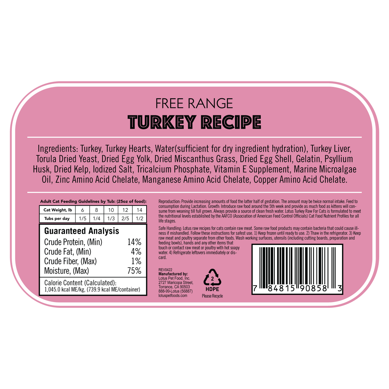 Lotus Raw Turkey Frozen Cat Food