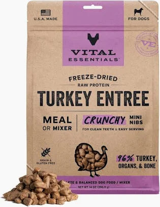 Vital Essentials Freeze-Dried Raw Dog Food Mini Nibs Turkey Entree