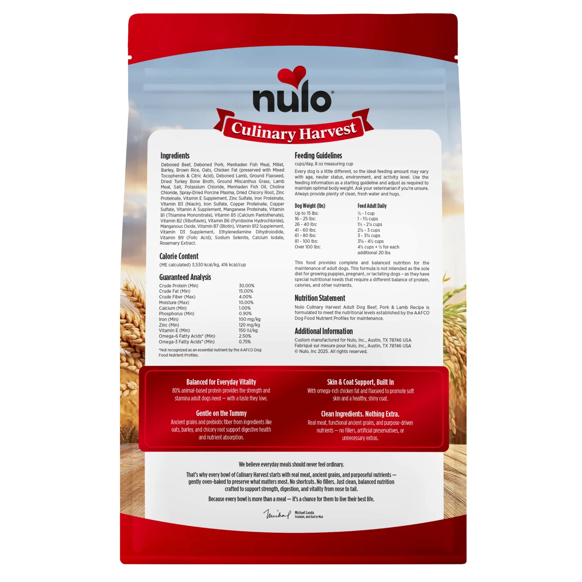 Nulo Culinary Harvest Beef, Pork & Lamb Oven Baked Kibble