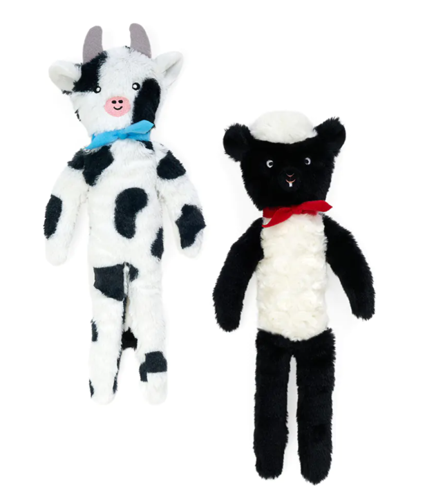 ZippyPaws Fluffy Peltz- Sheep & Cow Dog Toy