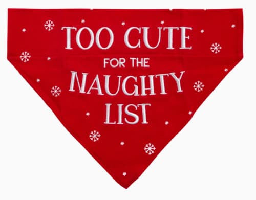 Pearheaad "Too Cute for the Naughty List" Dog Bandana