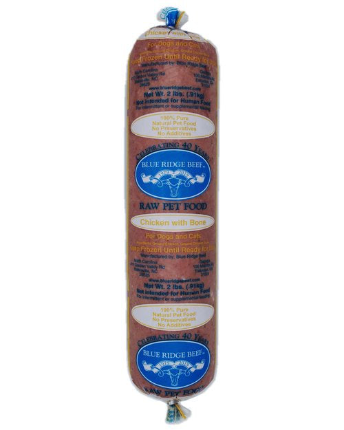 Blue Ridge Beef-Chicken with Bone (HPP) - 2 lb Rolls Full Shipping Box w/ NO Dry Ice (22 Rolls)